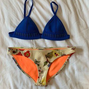 Triangl Royal Blue and Floral Bikini